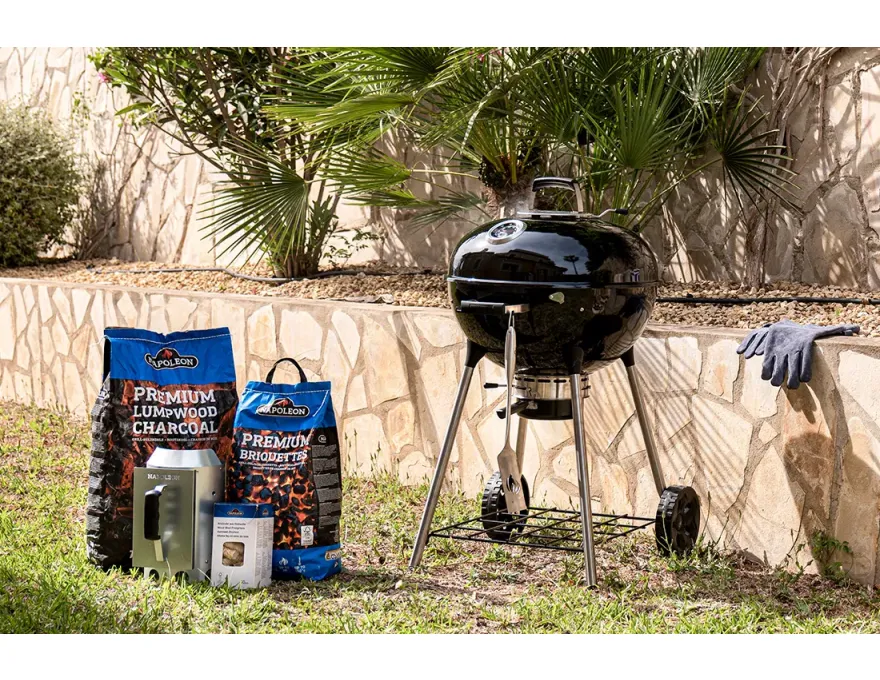 Grill węglowy 22" Premium Charcoal Kettle czarny 57 cm + zestaw (komin do rozpalania #67802, węgiel drzewny 3 kg #67107, podpałka 100 szt. #67052) - 13